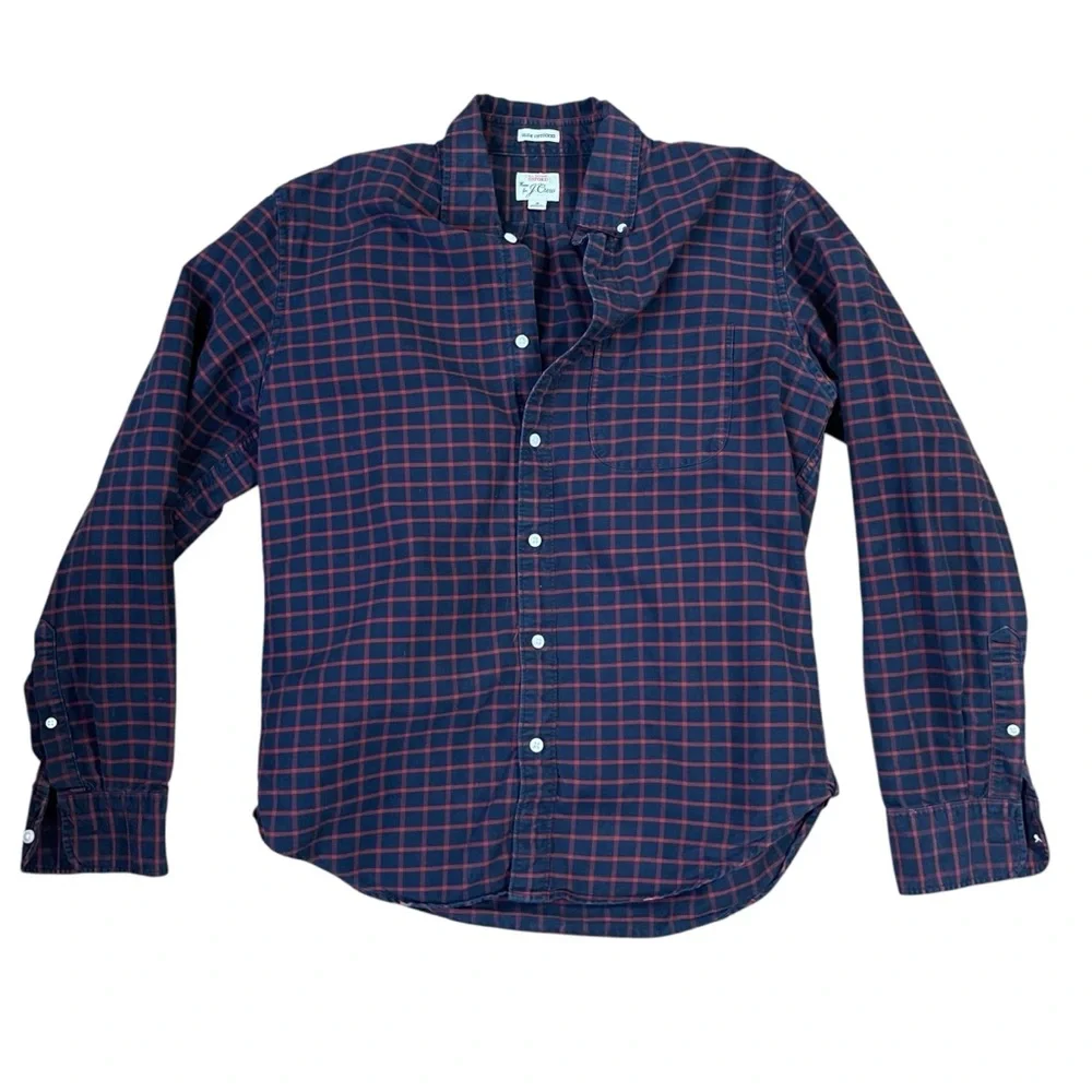 J. Crew Blue Red Plaid Button Down Shirt Men’s Long Sleeve Casual Preppy Cotton